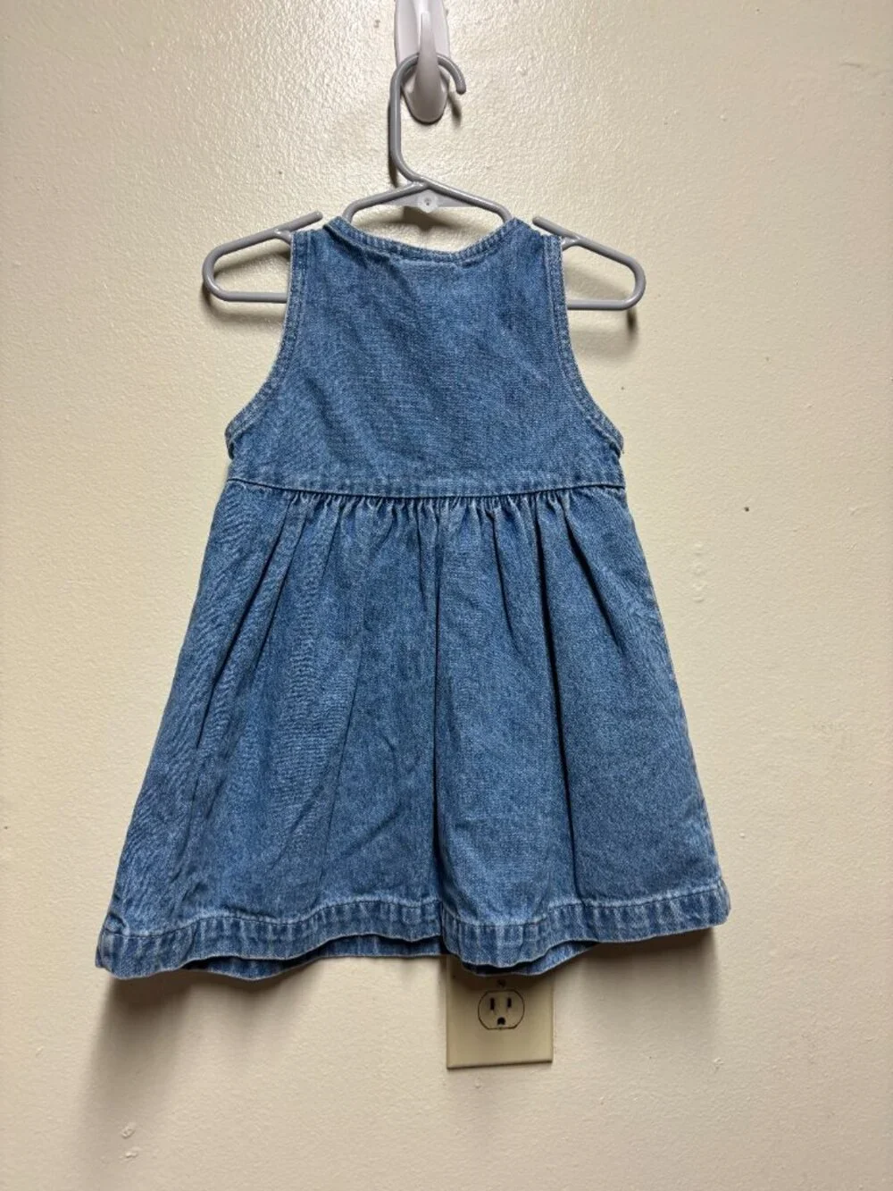 VTG Oshkosh Bgosh little girls denim dress pleated sleevles toddler 2t